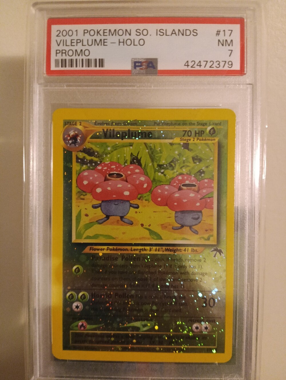 2001 POKEMON SO. ISLANDS #17 VILEPLUME-HOLO NM PROMO PSA 7